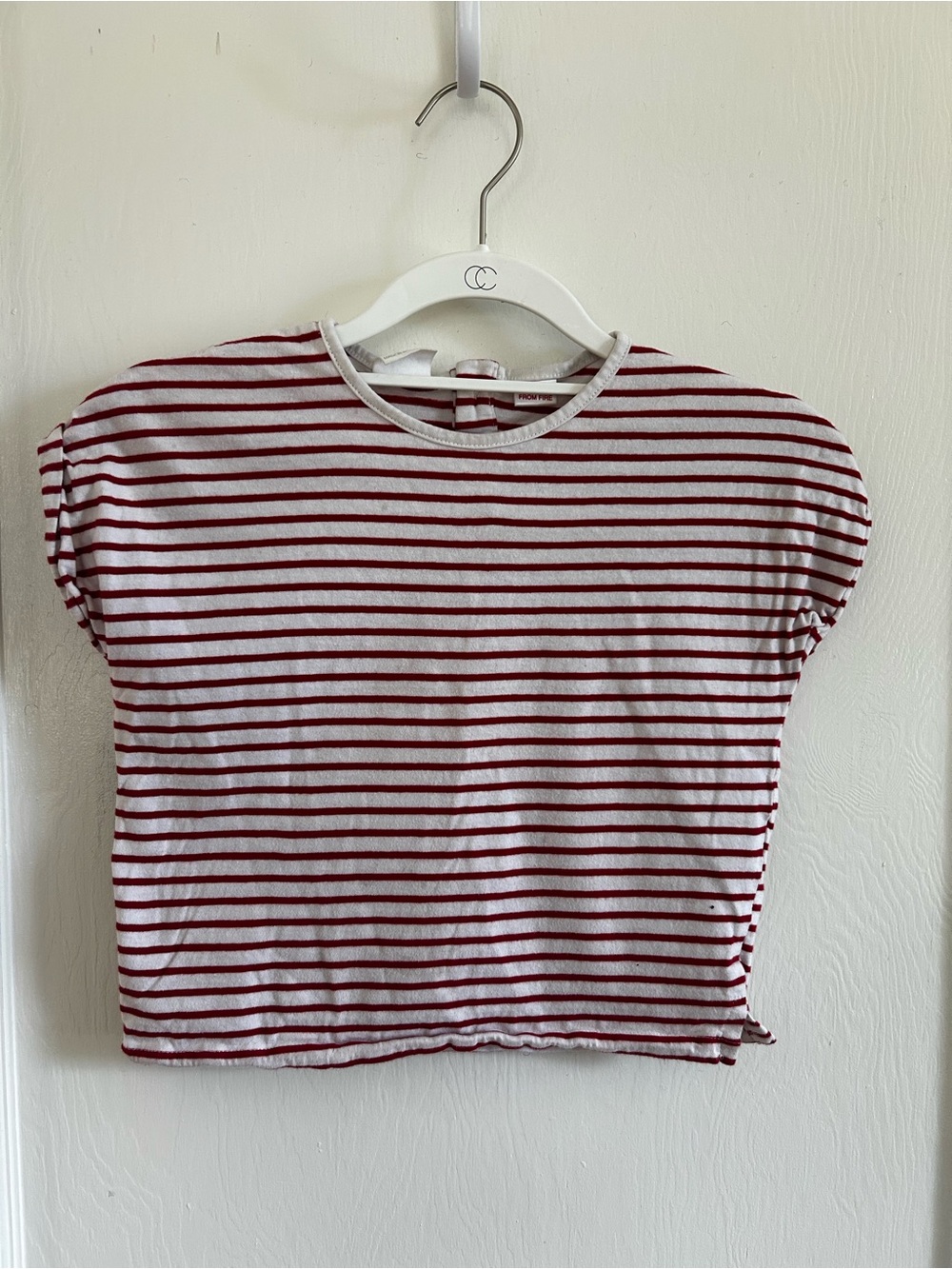 Zara 3-4Y White and Red Striped Tee